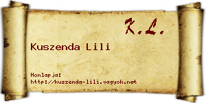 Kuszenda Lili névjegykártya